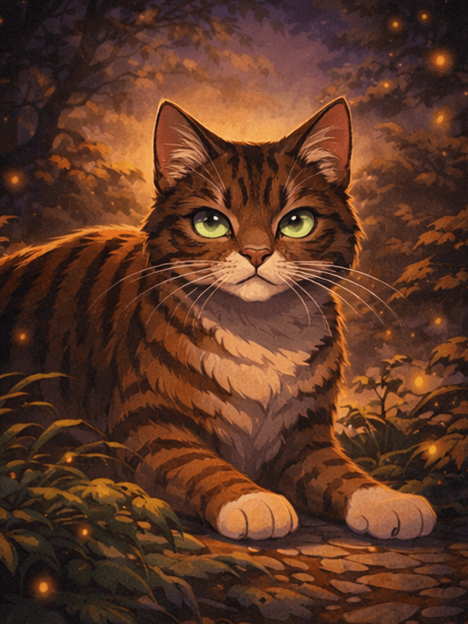 Warrior Cat OC Maker example featuring guardian in forest or sky scenes